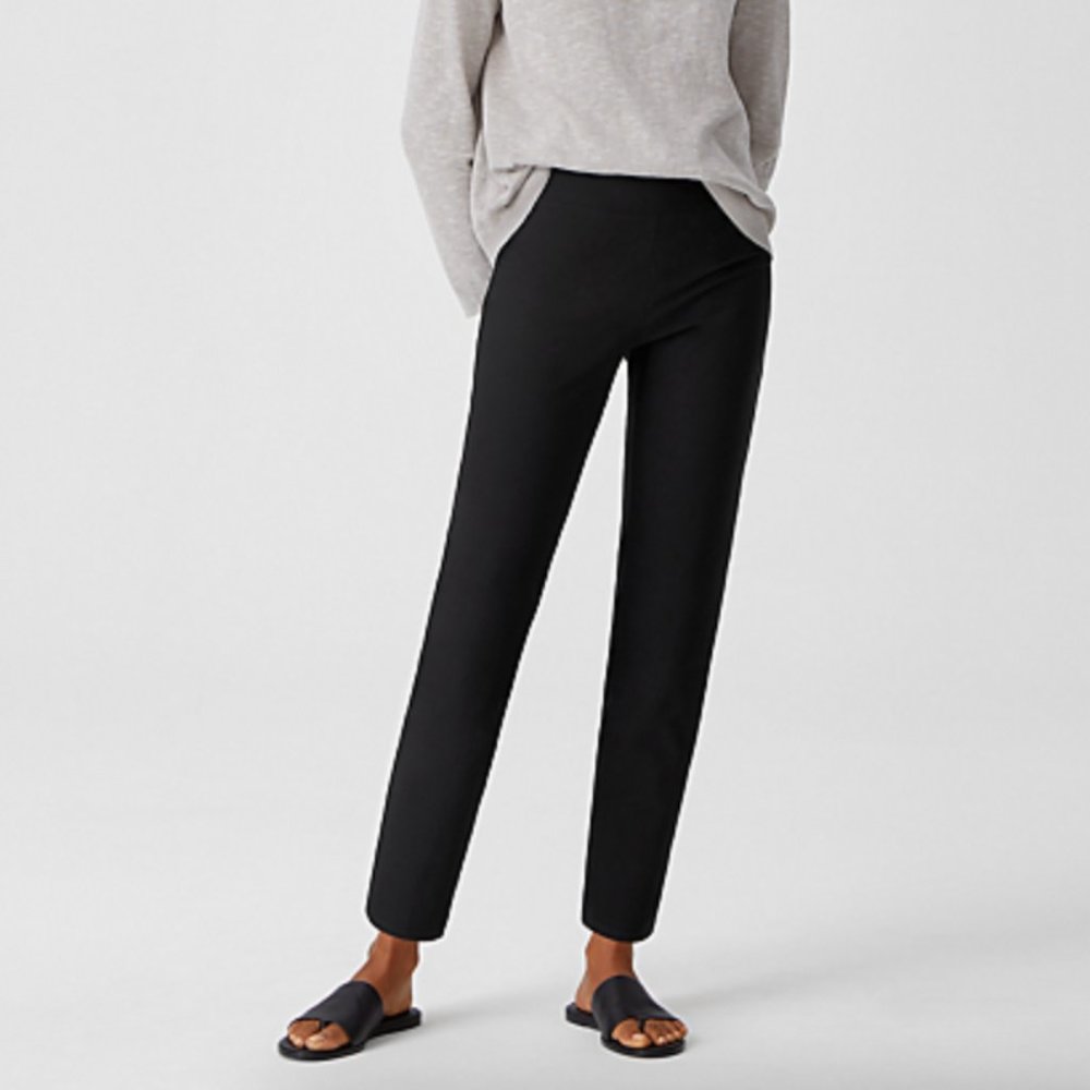 Eileen Fisher Black Stretch Crepe High Waisted Pants Size XXS
